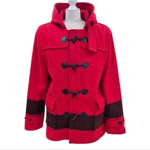 Hudson Bay duffle coat men's XL red wool Canada Olympics hood zipper and toggle